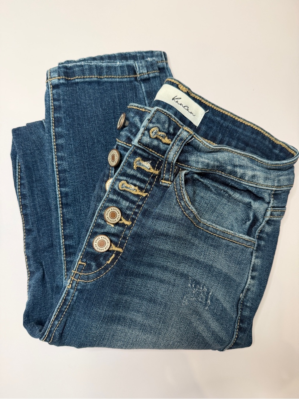 KanCan Dark Blue High-Rise Button-Fly Jeans